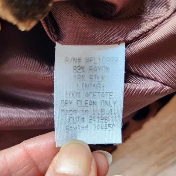 Wah Maker True West Burnout Velvet Shirt Button Long Sleeve Silk Blend Brown - Picture 6 of 6